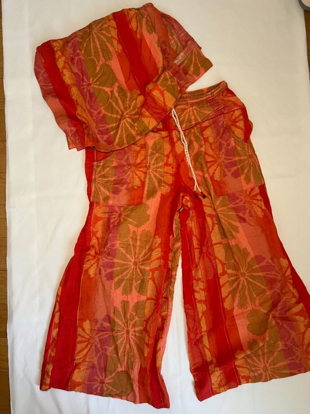Free People Devella Set NWT Strapless Top Wide Leg Pants Summer Combo XL - Picture 5 of 14
